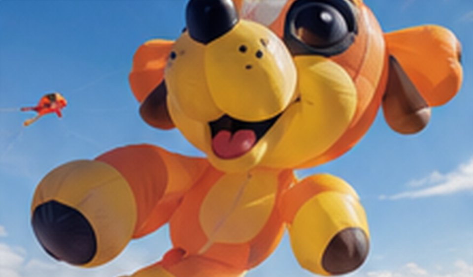 Pipa inflável gigante em formato de personagem de desenho animado